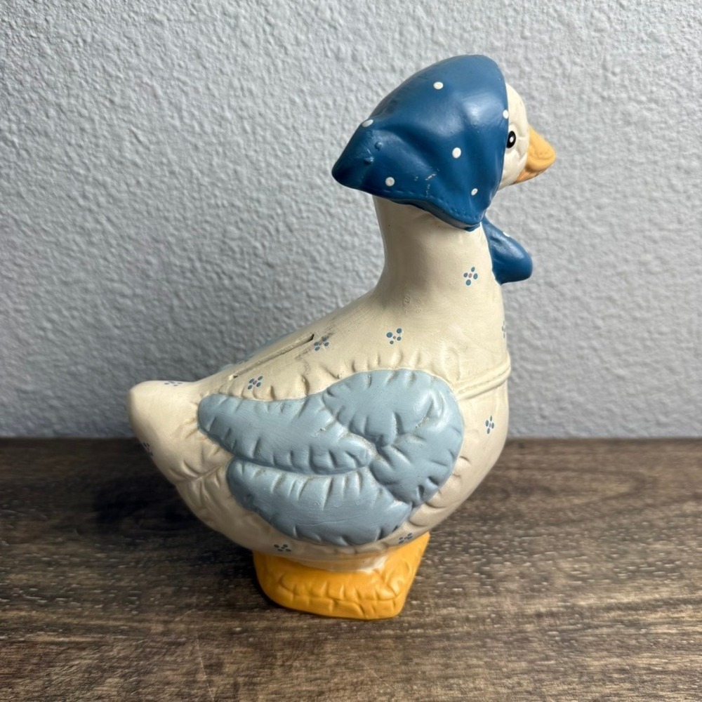 Vintage Country Goose Coin Bank Blue Bonnet Farmhouse Cottagecore Decor 8" - Picture 3 of 11